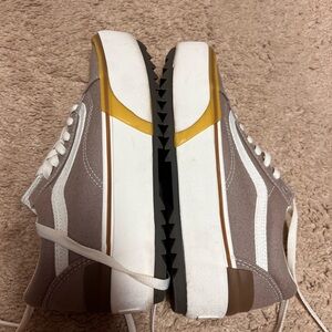 Vans Low-Top Canvas Sneakers in Cream and Brown Accents